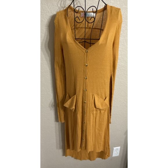 Free People FP Beach Maxi Dress Thick Ribbed V-Neck In Mustard orange Size XS - Picture 1 of 9